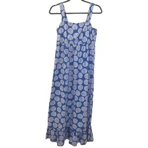 Hanna Andersson Sun Fun Maxi Dress Blue White Size Medium